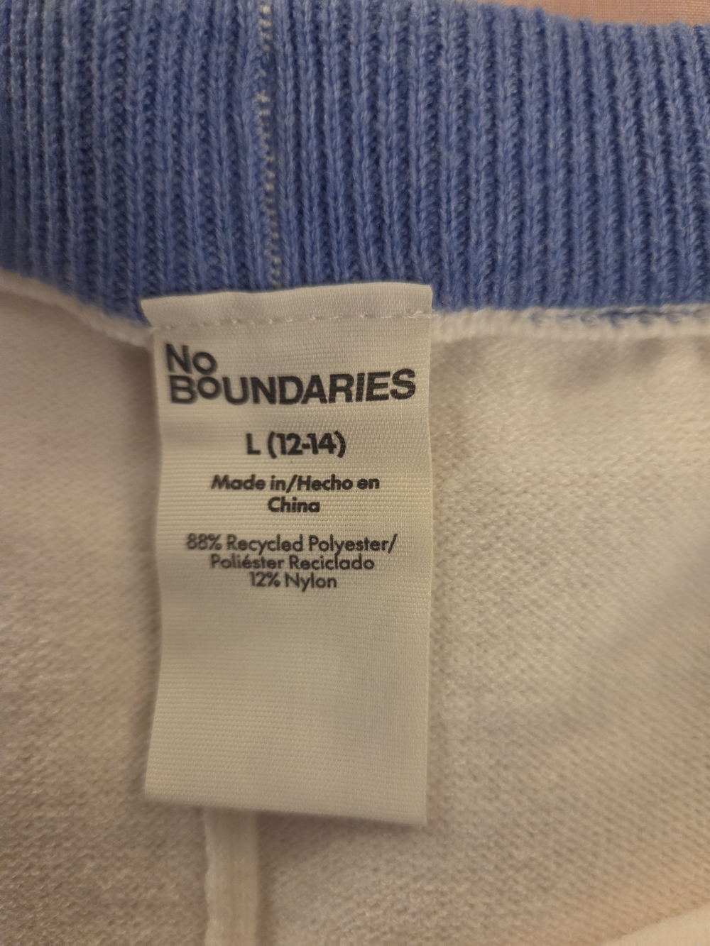 No Boundaries White Tee with Light Blue Trim 2 Pc Set - Picture 5 of 8